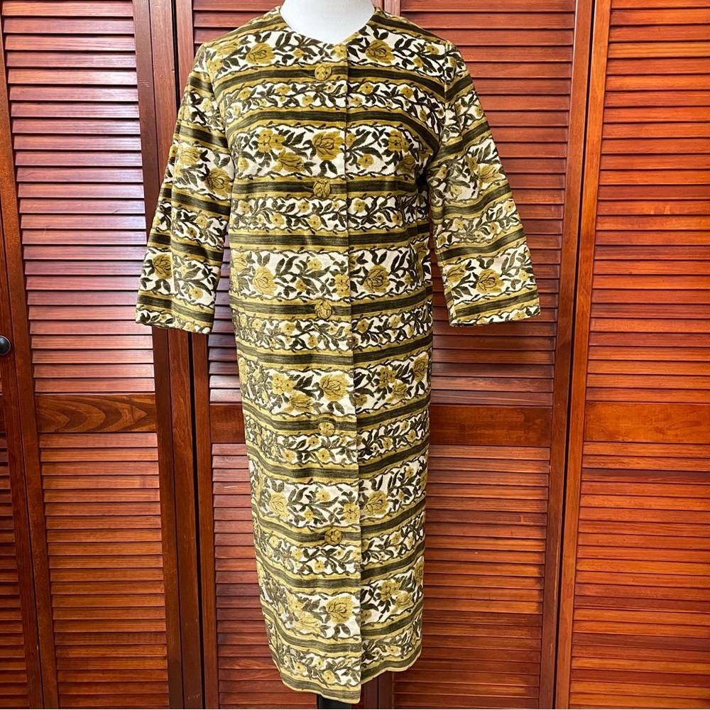 Vintage 1960s Climbing Vines Tapestry Coat M